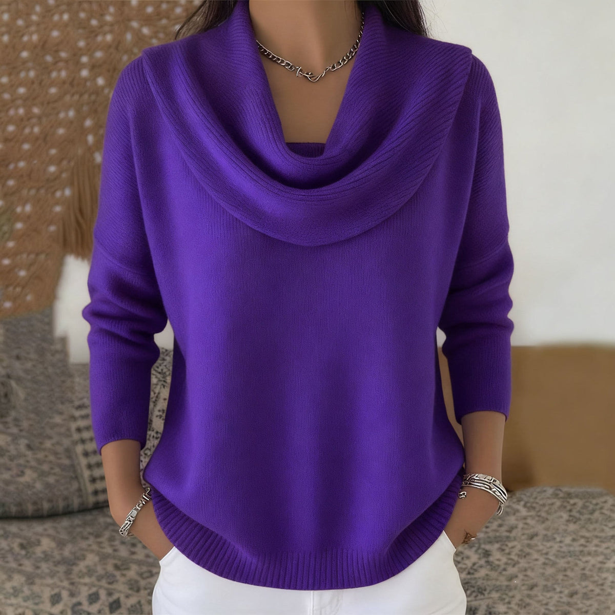 Inés | Jersey con Cuello Drapeado